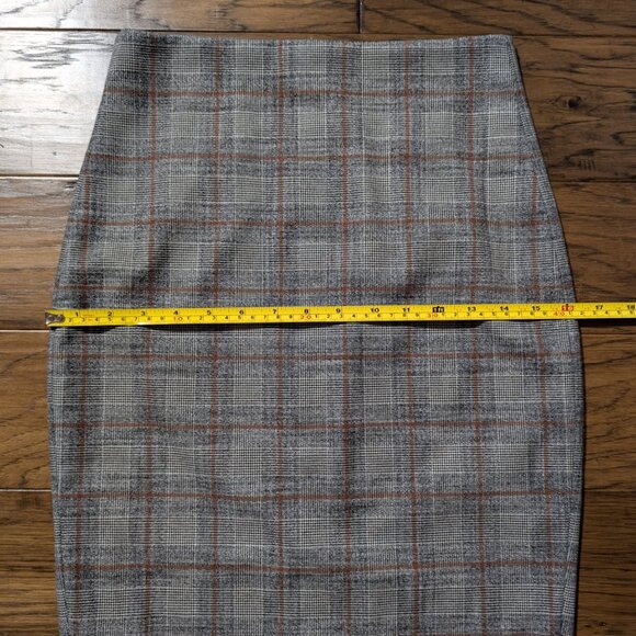 RW&CO pencil skirt grey rust brown plaid size 0 - Picture 5 of 14